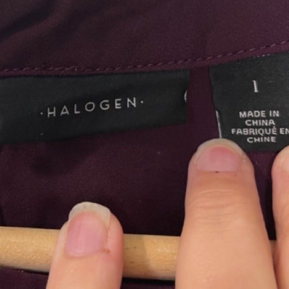 Halogen | Long Sleeve Burgundy Blouse with Lace Details | Size L - Picture 7 of 10